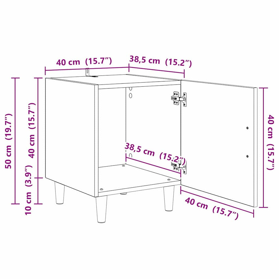 Nachtkastje 2 pcs Artisan Eiken 40 x 40 x 50 cm Bewerkt hout
