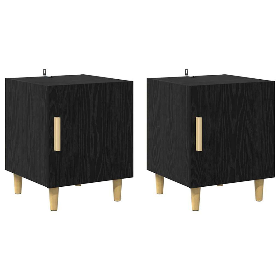 Nachtkastje 2 pcs Zwart Eiken 40 x 40 x 50 cm Bewerkt hout