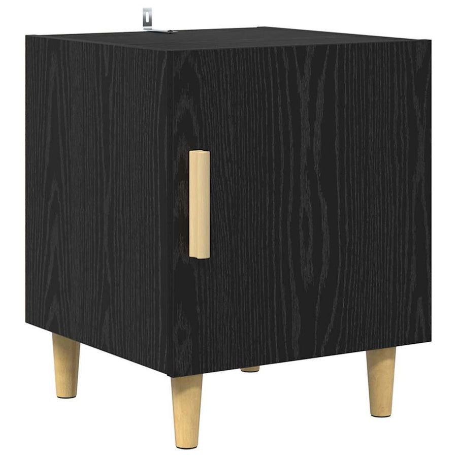Nachtkastje 2 pcs Zwart Eiken 40 x 40 x 50 cm Bewerkt hout