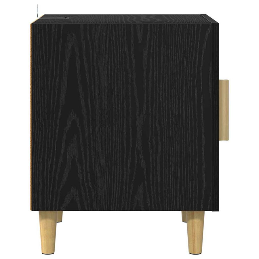 Nachtkastje 2 pcs Zwart Eiken 40 x 40 x 50 cm Bewerkt hout