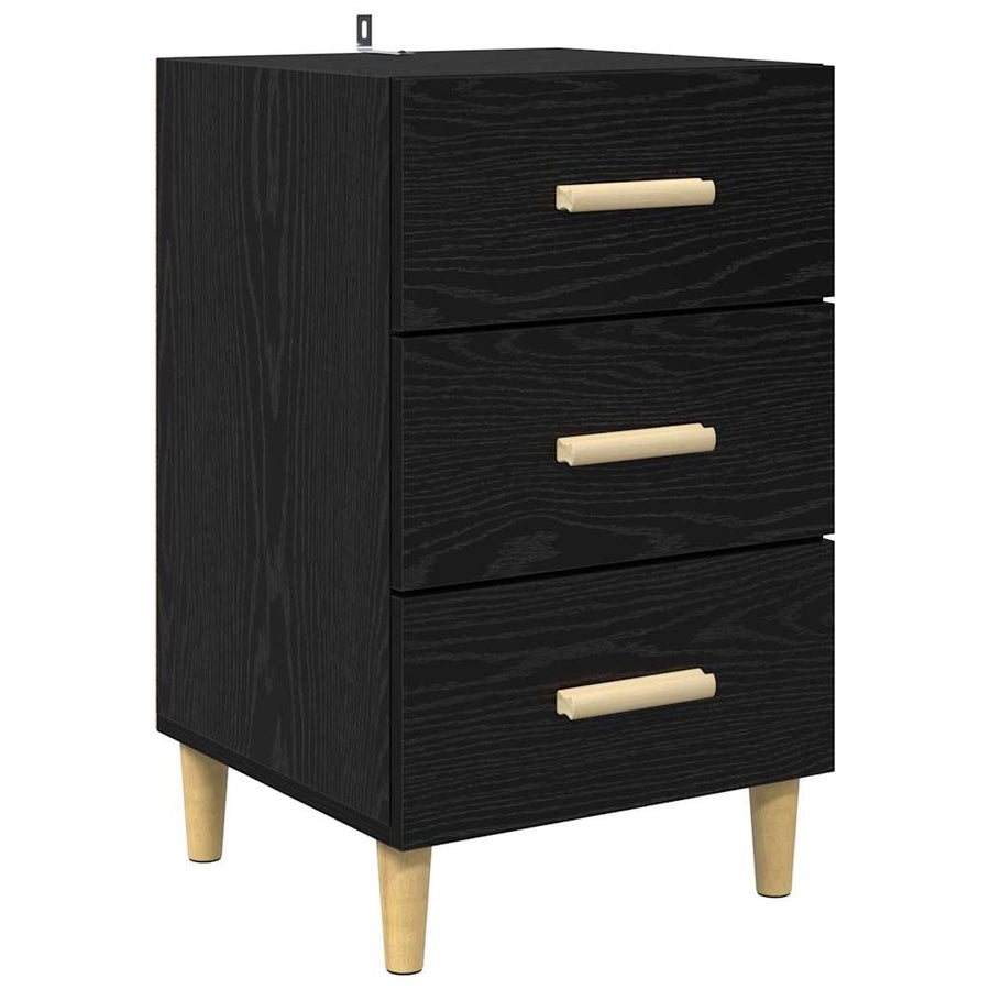 Nachtkastje Zwart Eiken 40 x 40 x 66 cm Bewerkt hout