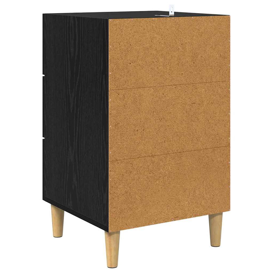 Nachtkastje Zwart Eiken 40 x 40 x 66 cm Bewerkt hout