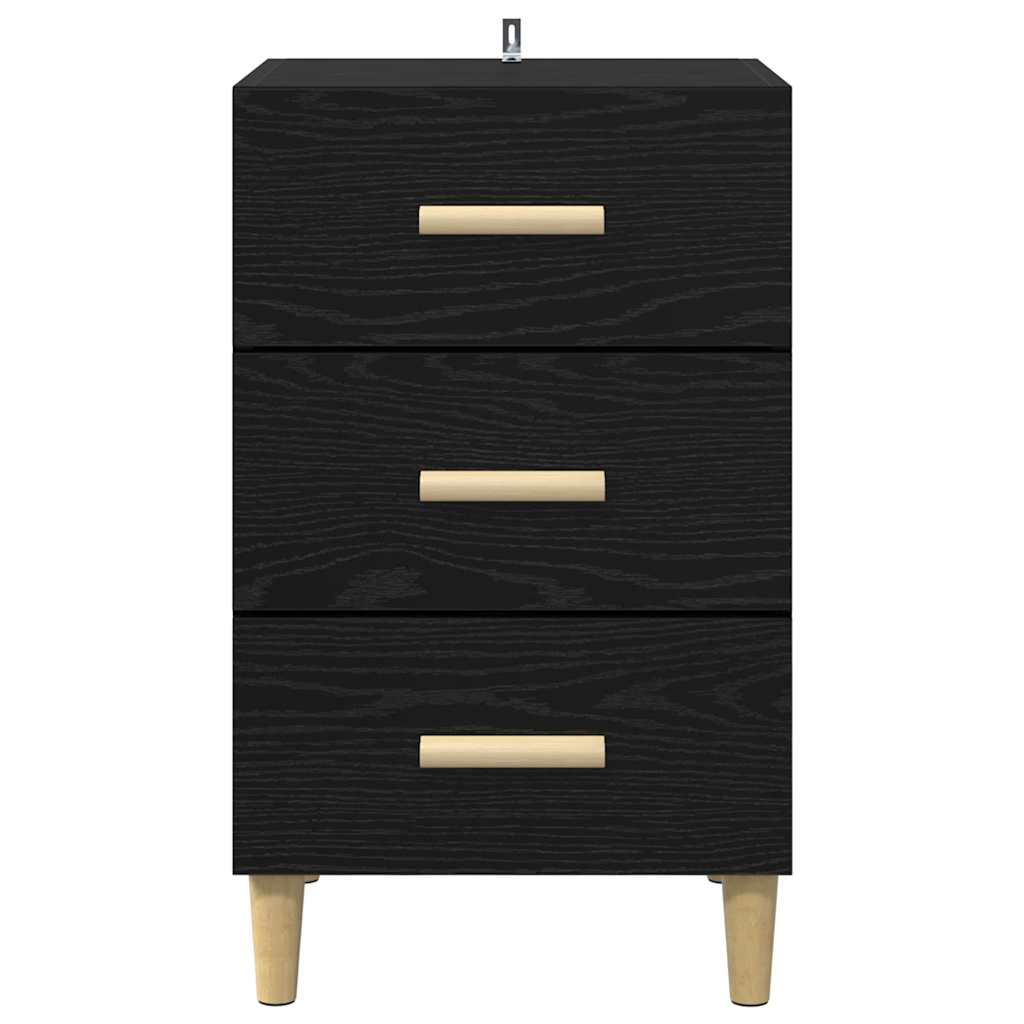 Nachtkastje Zwart Eiken 40 x 40 x 66 cm Bewerkt hout