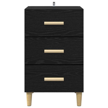 Nachtkastje Zwart Eiken 40 x 40 x 66 cm Bewerkt hout