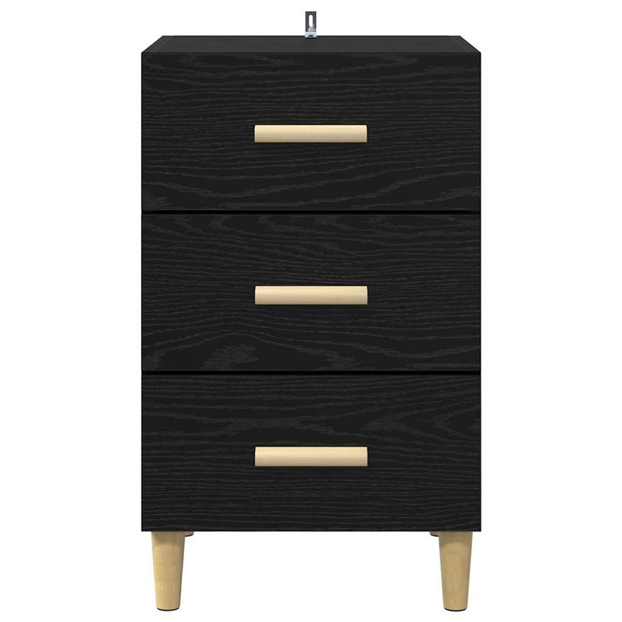 Nachtkastje Zwart Eiken 40 x 40 x 66 cm Bewerkt hout