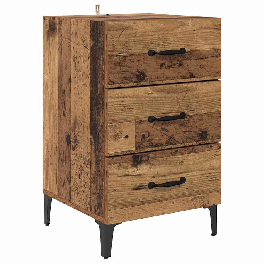 Nachtkastje met lade Oud hout 40 x 40 x 66 cm Bewerkt hout