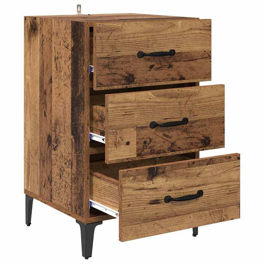 Nachtkastje met lade Oud hout 40 x 40 x 66 cm Bewerkt hout