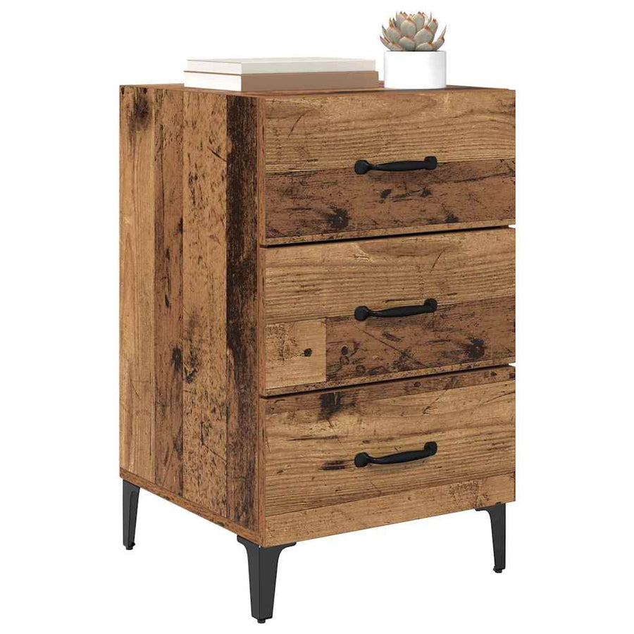 Nachtkastje met lade Oud hout 40 x 40 x 66 cm Bewerkt hout