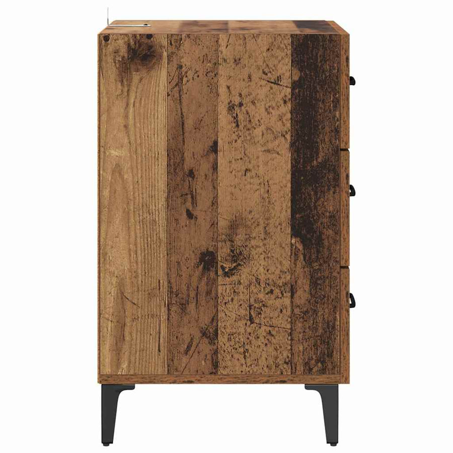 Nachtkastje met lade Oud hout 40 x 40 x 66 cm Bewerkt hout