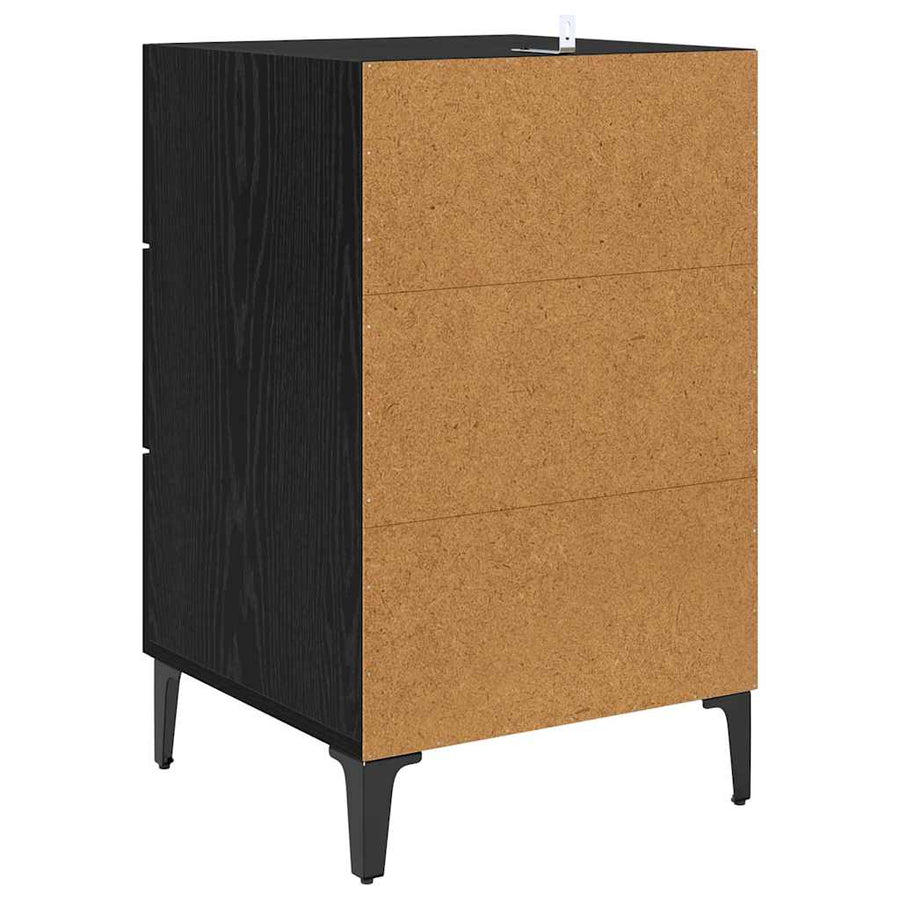 Nachtkastje Zwart Eiken 40 x 40,5 x 66 cm Bewerkt hout
