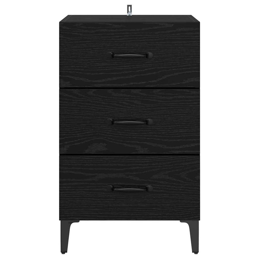 Nachtkastje Zwart Eiken 40 x 40,5 x 66 cm Bewerkt hout