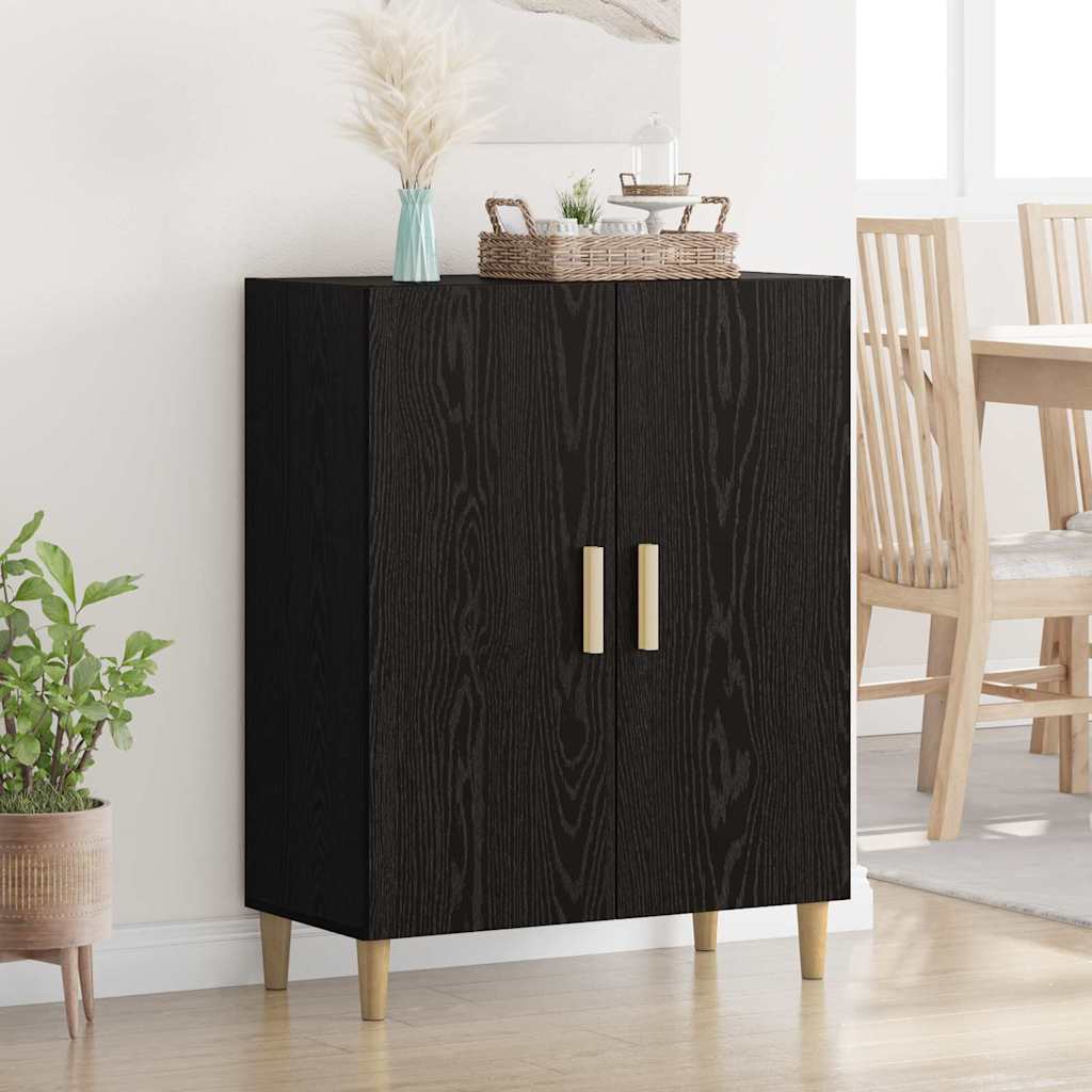 Dressoir Zwart Eiken 70 x 34 x 90 cm Bewerkt hout