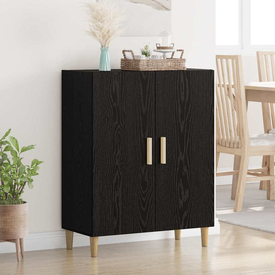Dressoir Zwart Eiken 70 x 34 x 90 cm Bewerkt hout