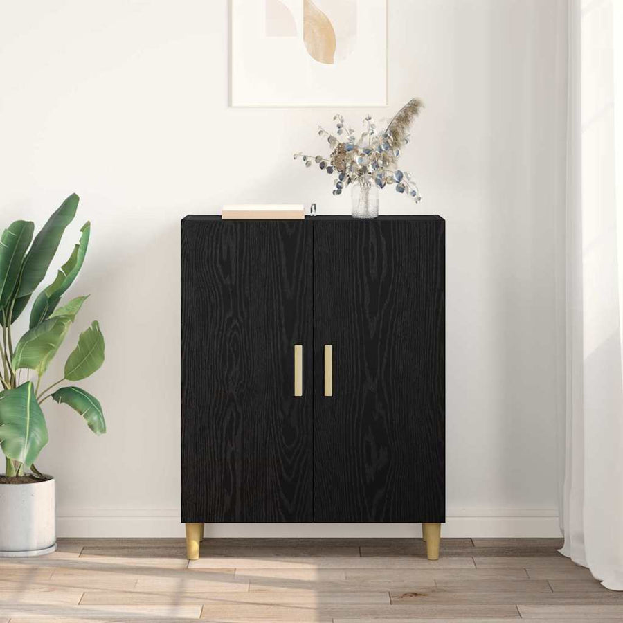 Dressoir Zwart Eiken 70 x 34 x 90 cm Bewerkt hout