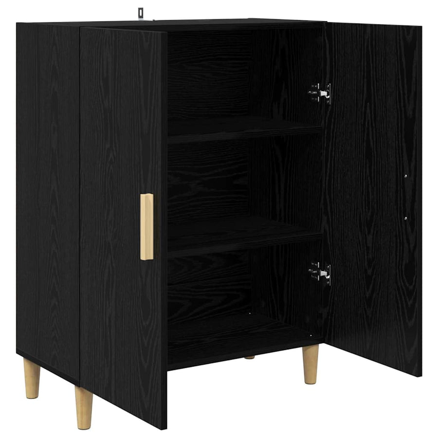 Dressoir Zwart Eiken 70 x 34 x 90 cm Bewerkt hout
