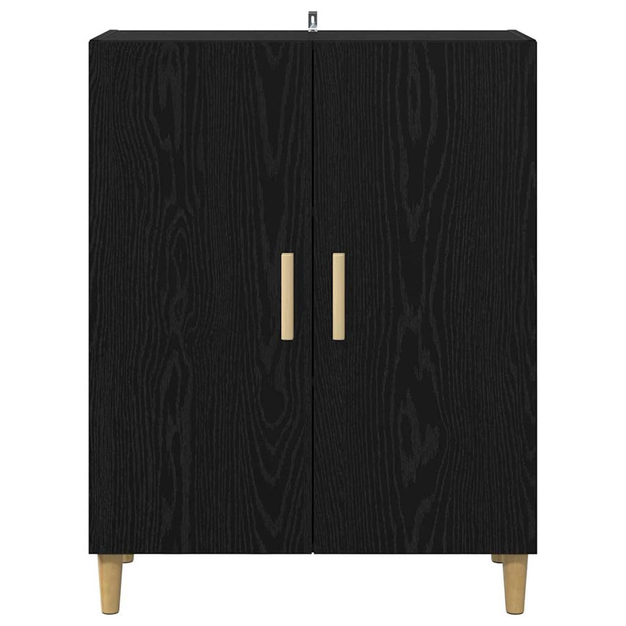 Dressoir Zwart Eiken 70 x 34 x 90 cm Bewerkt hout