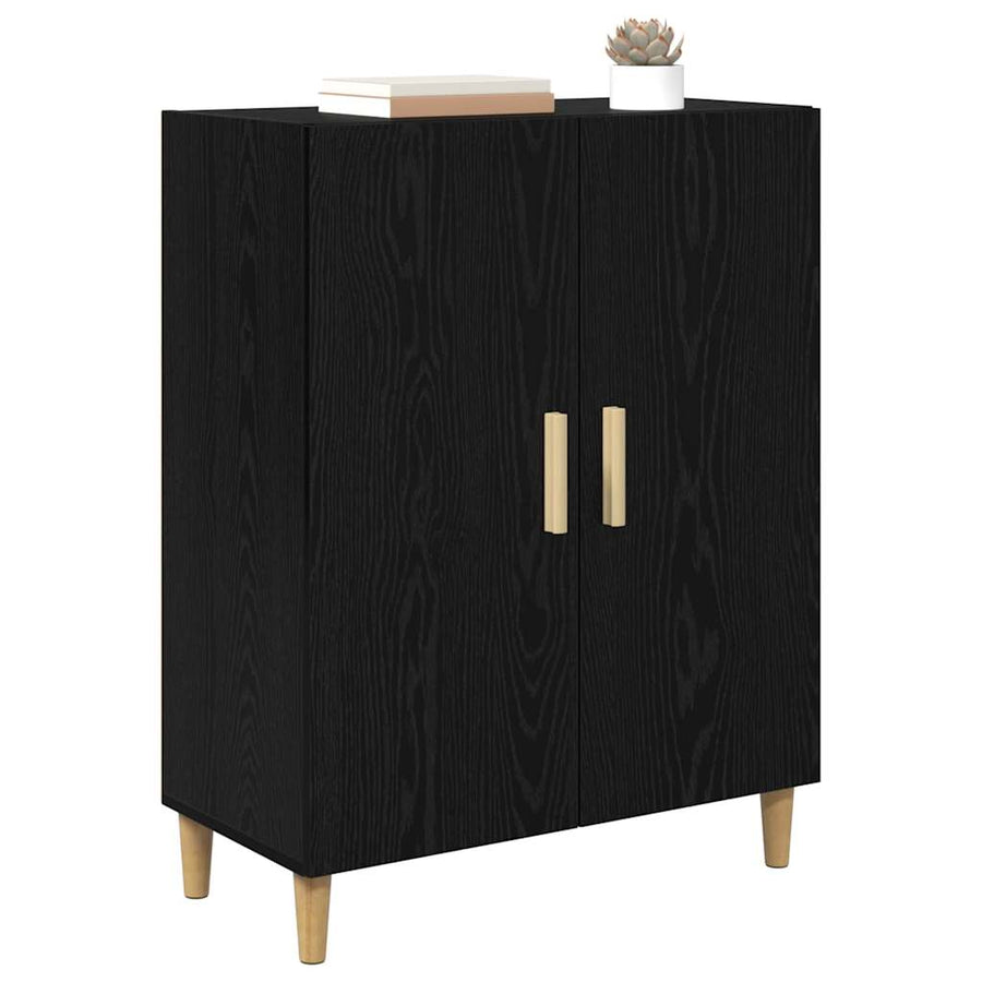 Dressoir Zwart Eiken 70 x 34 x 90 cm Bewerkt hout
