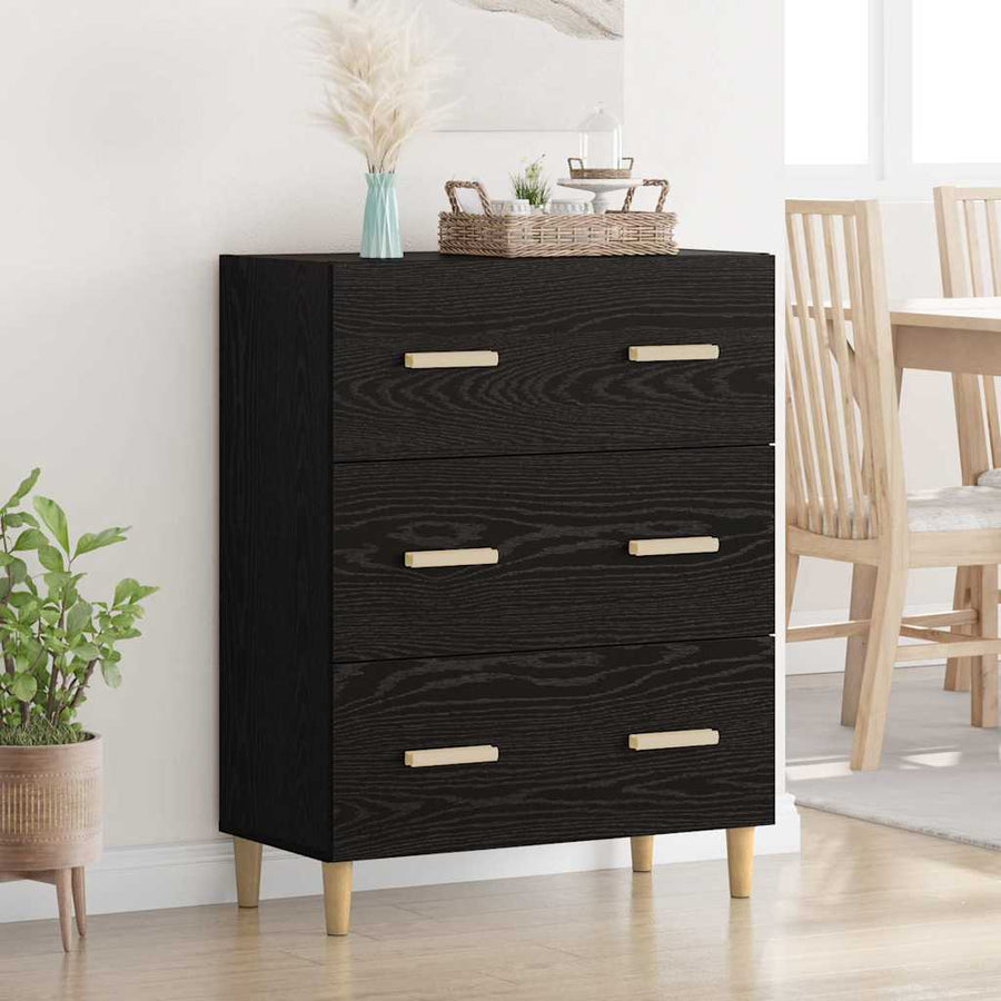Dressoir Zwart Eiken 69,5 x 34 x 90 cm Bewerkt hout