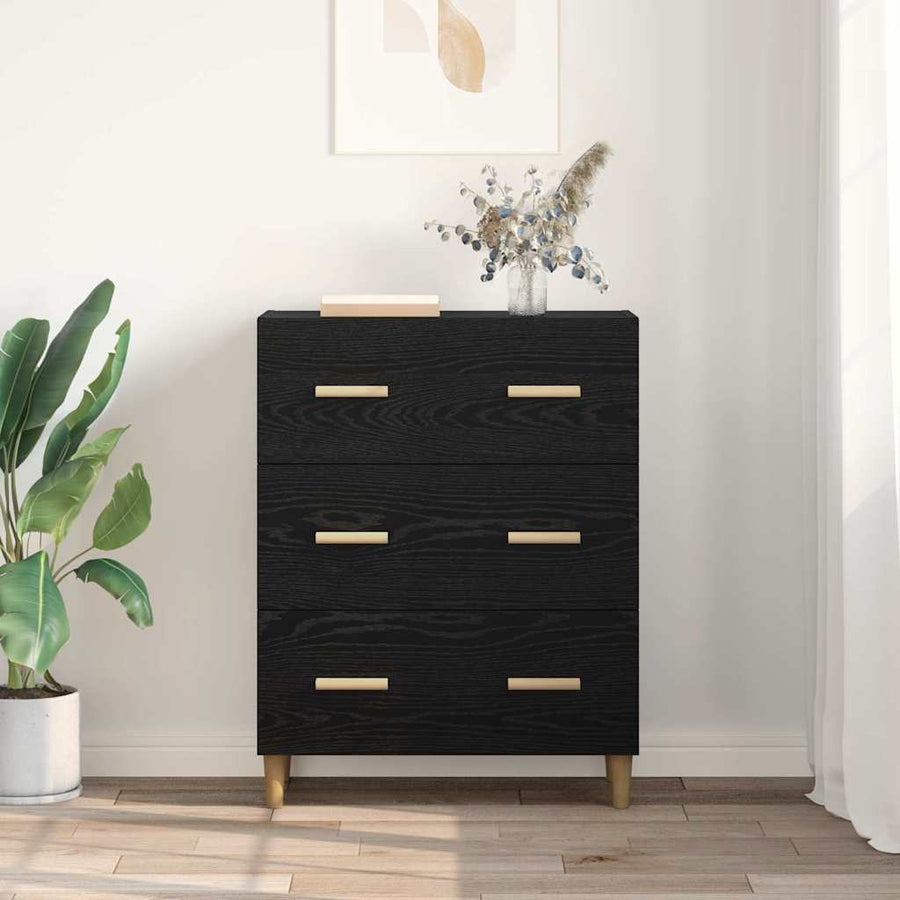 Dressoir Zwart Eiken 69,5 x 34 x 90 cm Bewerkt hout