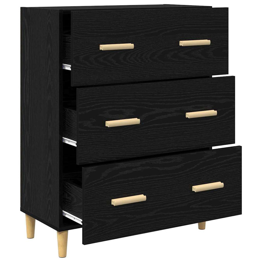 Dressoir Zwart Eiken 69,5 x 34 x 90 cm Bewerkt hout