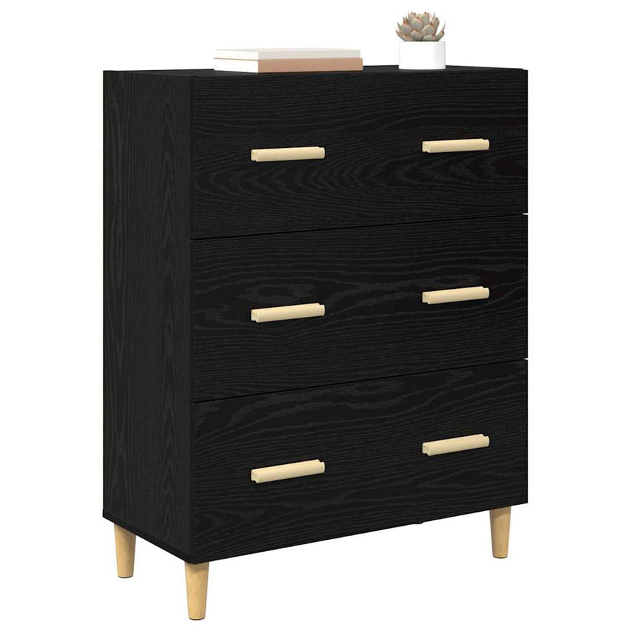 Dressoir Zwart Eiken 69,5 x 34 x 90 cm Bewerkt hout