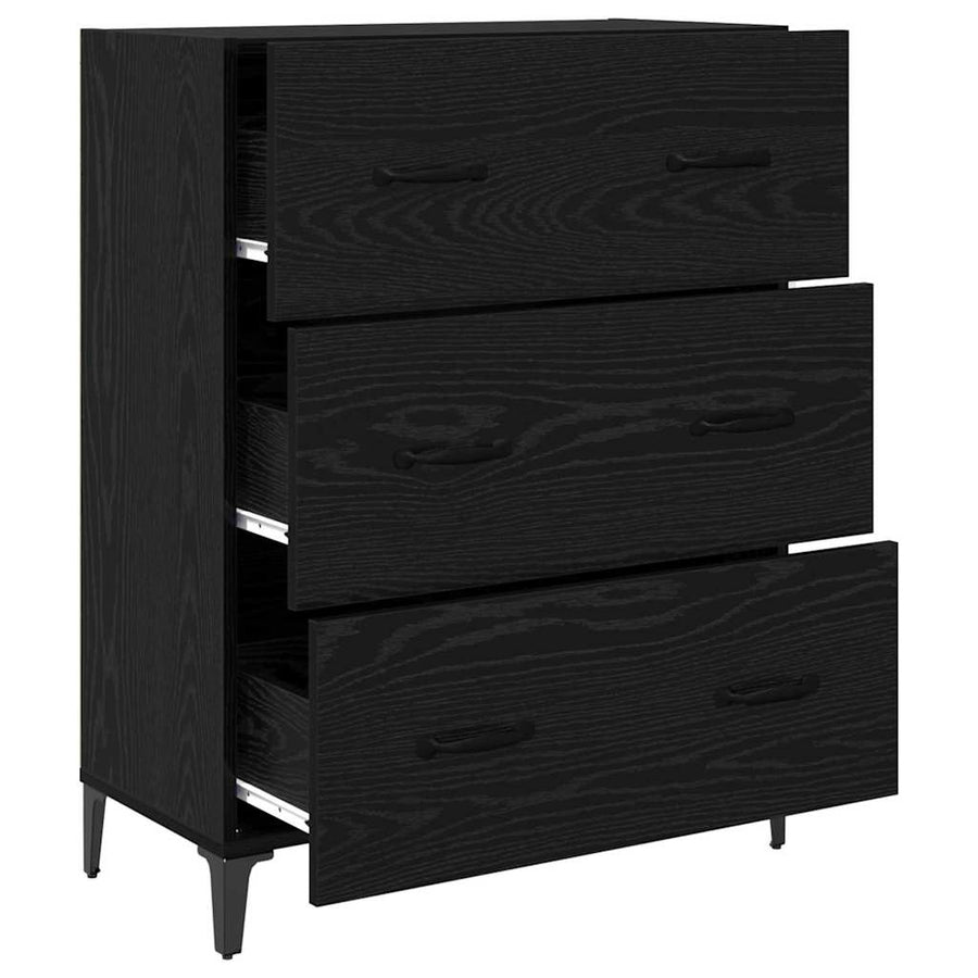 Dressoir Zwart Eiken 69,5 x 34 x 90 cm Gemonteerd hout en ijzer