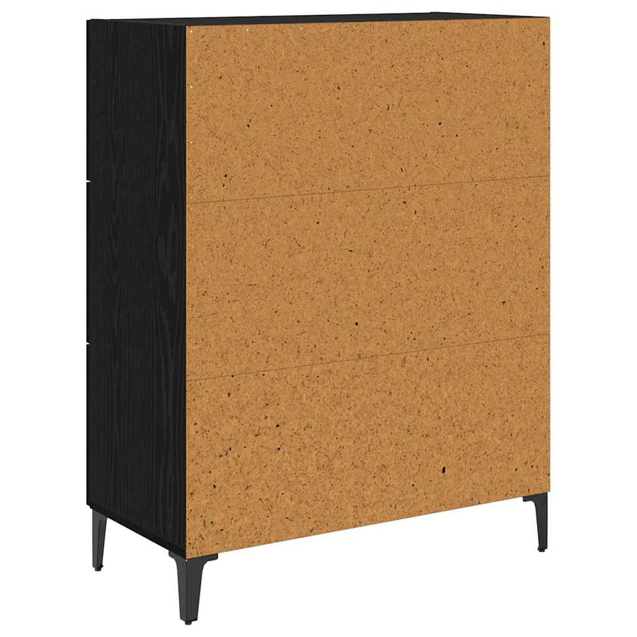 Dressoir Zwart Eiken 69,5 x 34 x 90 cm Gemonteerd hout en ijzer