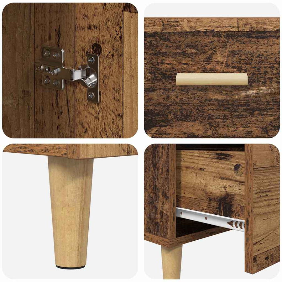 Dressoir met lade Oud hout 34 x 69.5 x 90 cm Bewerkt hout
