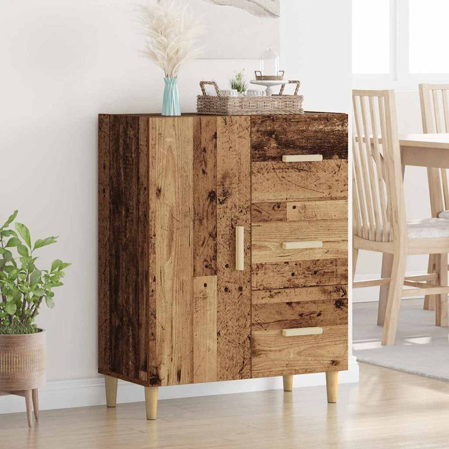 Dressoir met lade Oud hout 34 x 69.5 x 90 cm Bewerkt hout