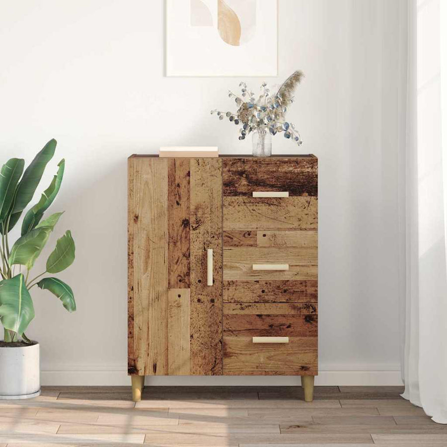 Dressoir met lade Oud hout 34 x 69.5 x 90 cm Bewerkt hout