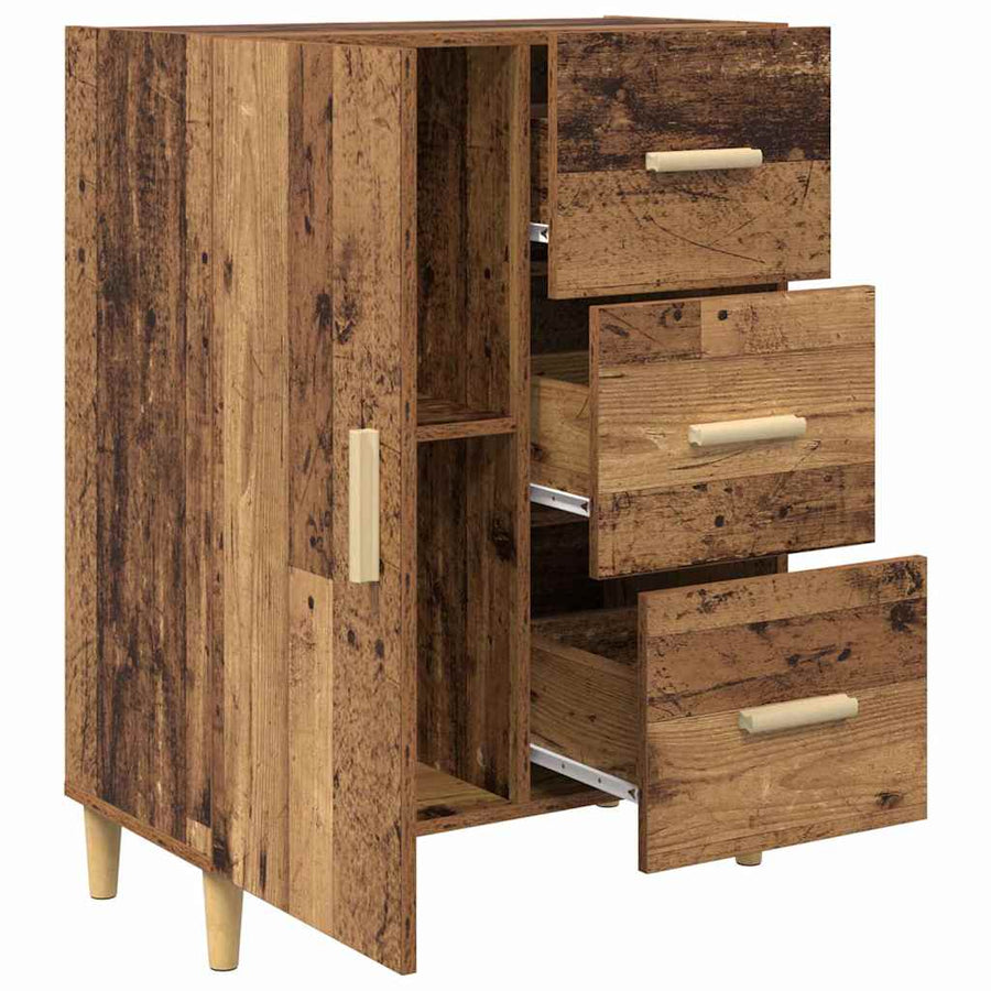 Dressoir met lade Oud hout 34 x 69.5 x 90 cm Bewerkt hout
