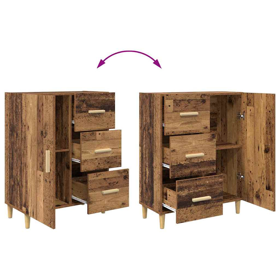Dressoir met lade Oud hout 34 x 69.5 x 90 cm Bewerkt hout
