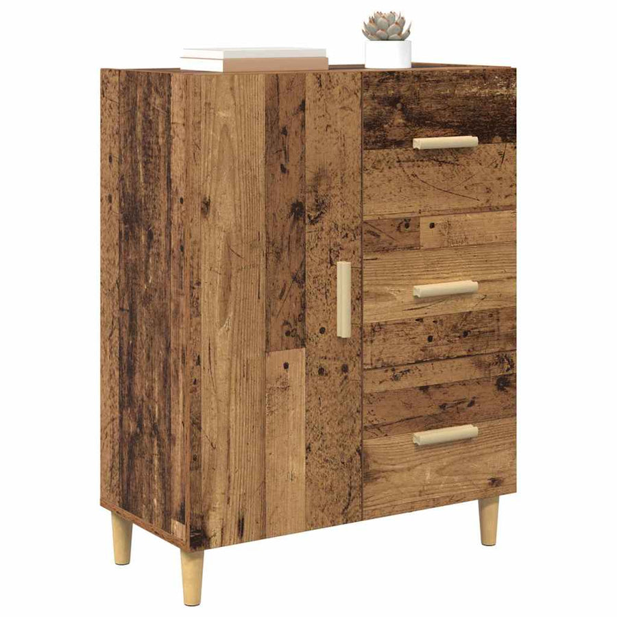 Dressoir met lade Oud hout 34 x 69.5 x 90 cm Bewerkt hout