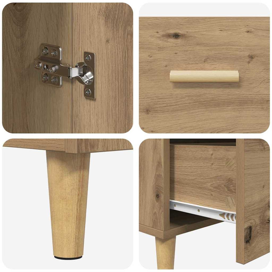 Dressoir met lade Artisan Eiken 34 x 69.5 x 90 cm Bewerkt hout