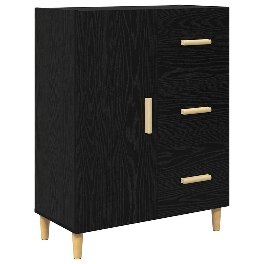 Dressoir met lade Zwart eiken 34 x 69.5 x 90 cm Bewerkt hout