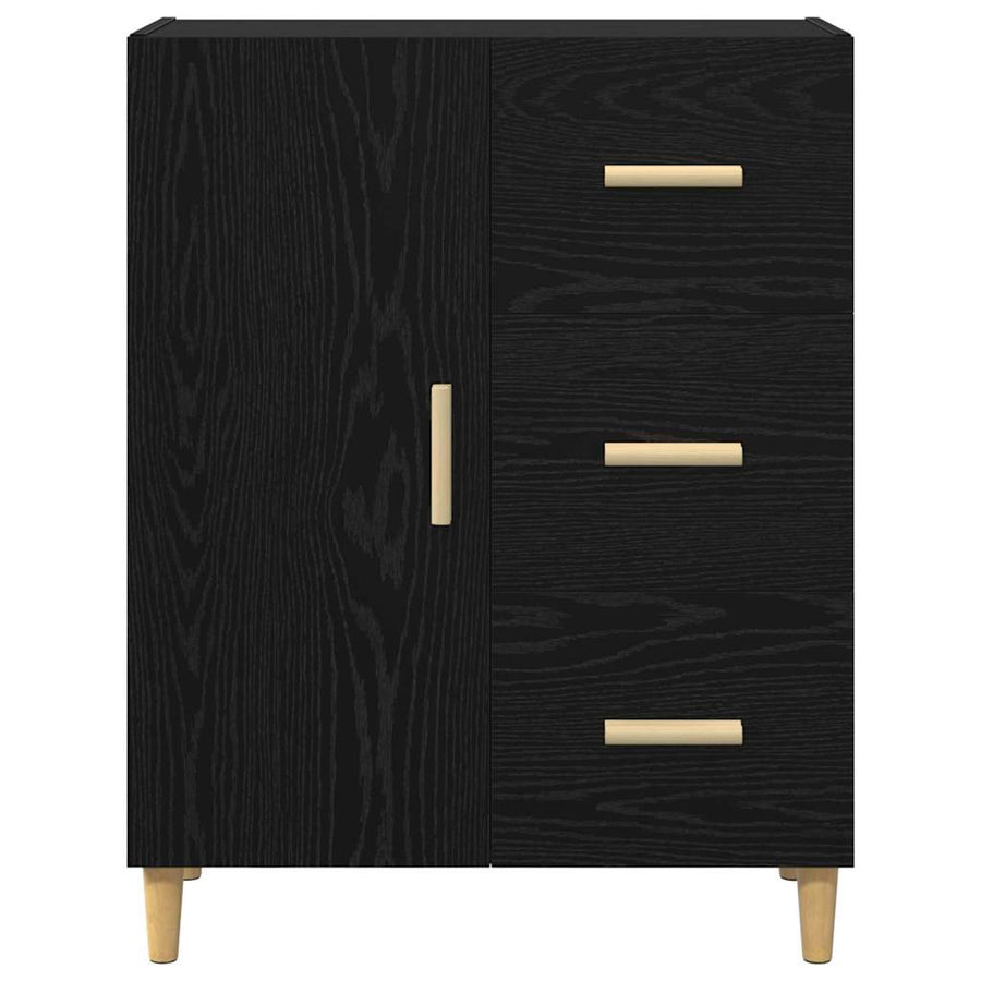 Dressoir met lade Zwart eiken 34 x 69.5 x 90 cm Bewerkt hout