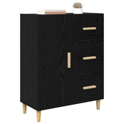 Dressoir met lade Zwart eiken 34 x 69.5 x 90 cm Bewerkt hout