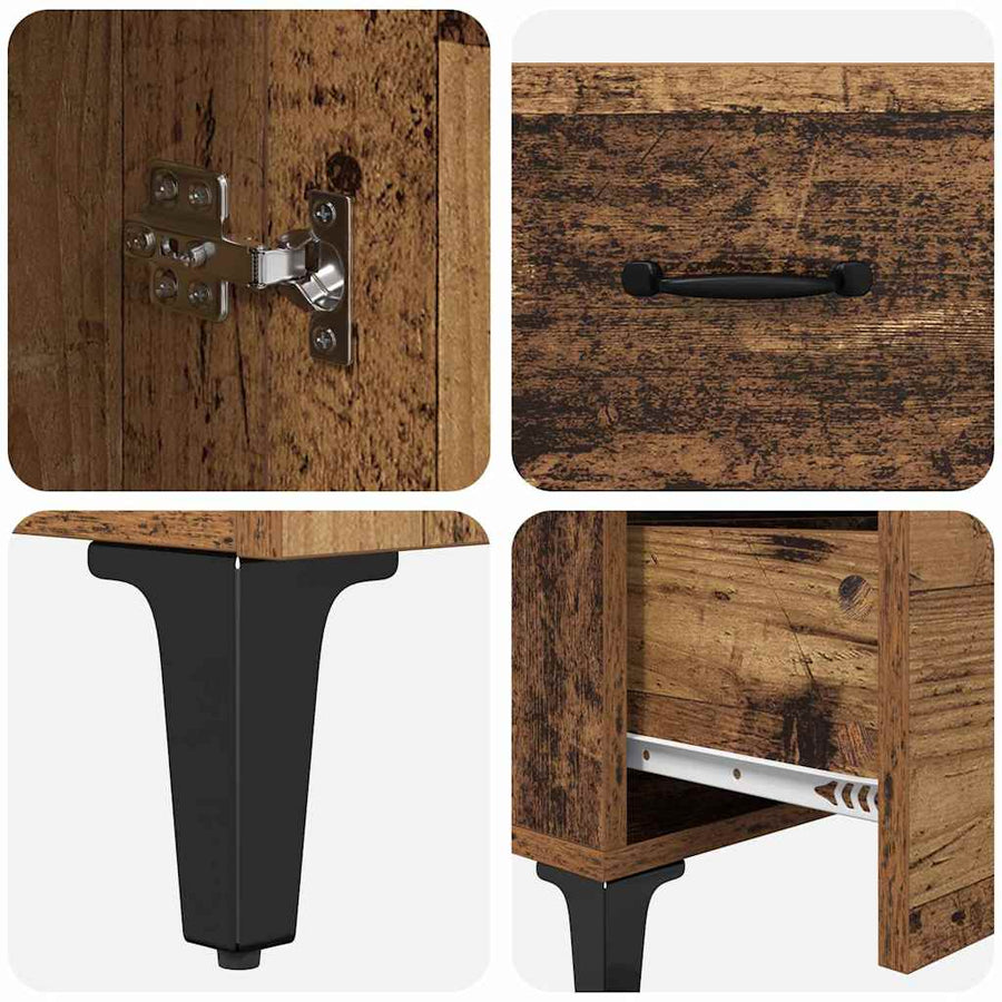 Dressoir met lade Oudhout 69,5 x 34 x 90 cm Bewerkt hout