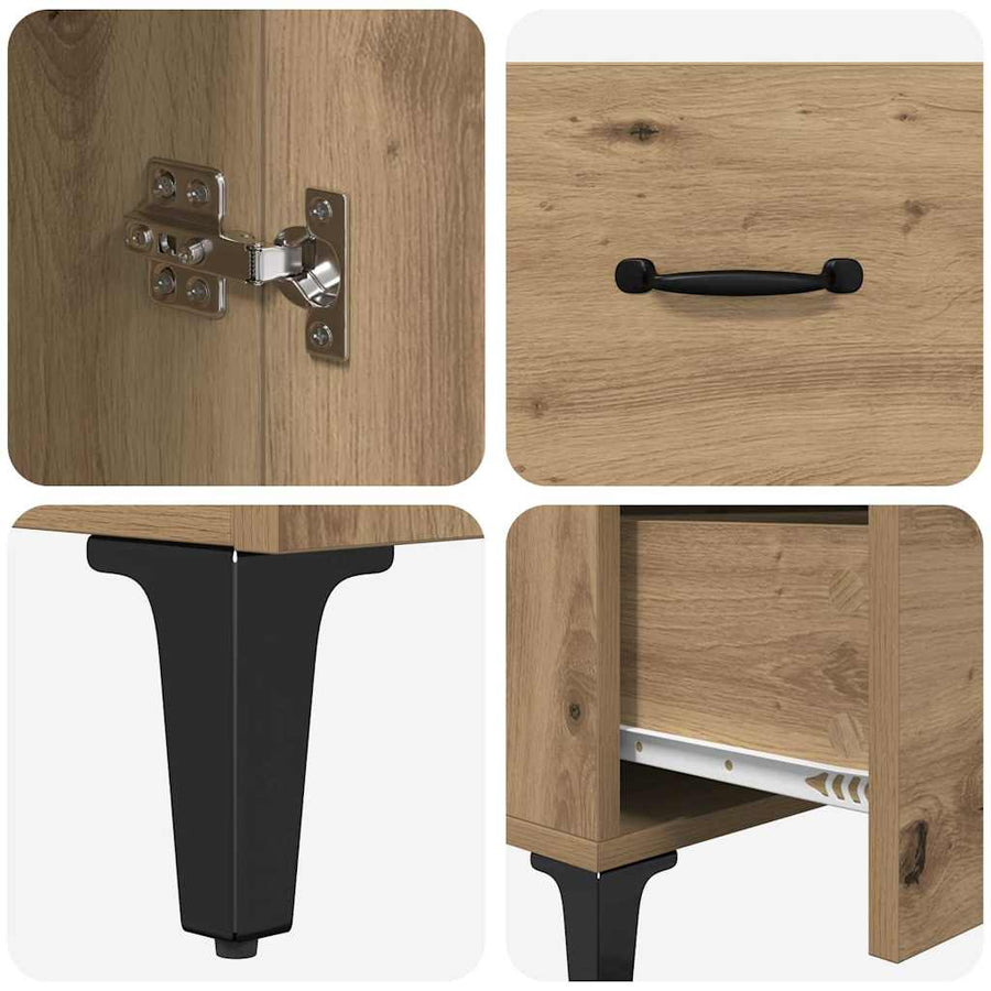 Dressoir met lade Artisan Eiken 69,5 x 34 x 90 cm Bewerkt hout