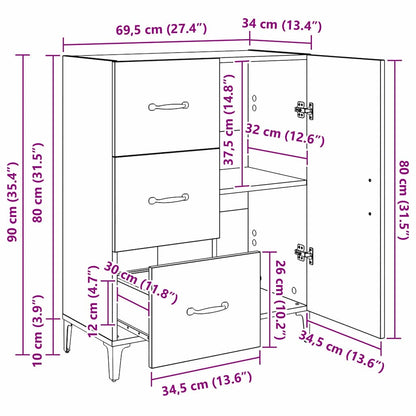 Dressoir met lade Artisan Eiken 69,5 x 34 x 90 cm Bewerkt hout