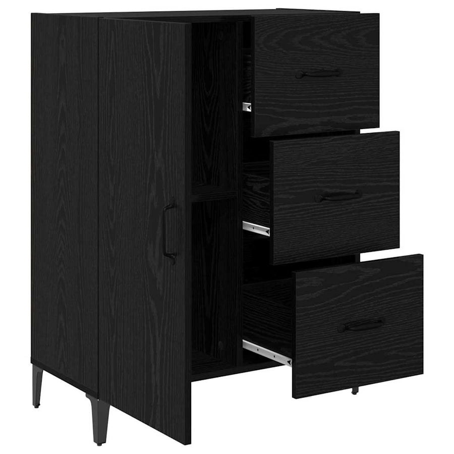 Dressoir met lade Zwart Eiken 69,5 x 34 x 90 cm Bewerkt hout