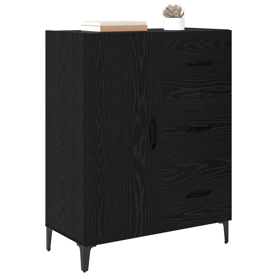 Dressoir met lade Zwart Eiken 69,5 x 34 x 90 cm Bewerkt hout