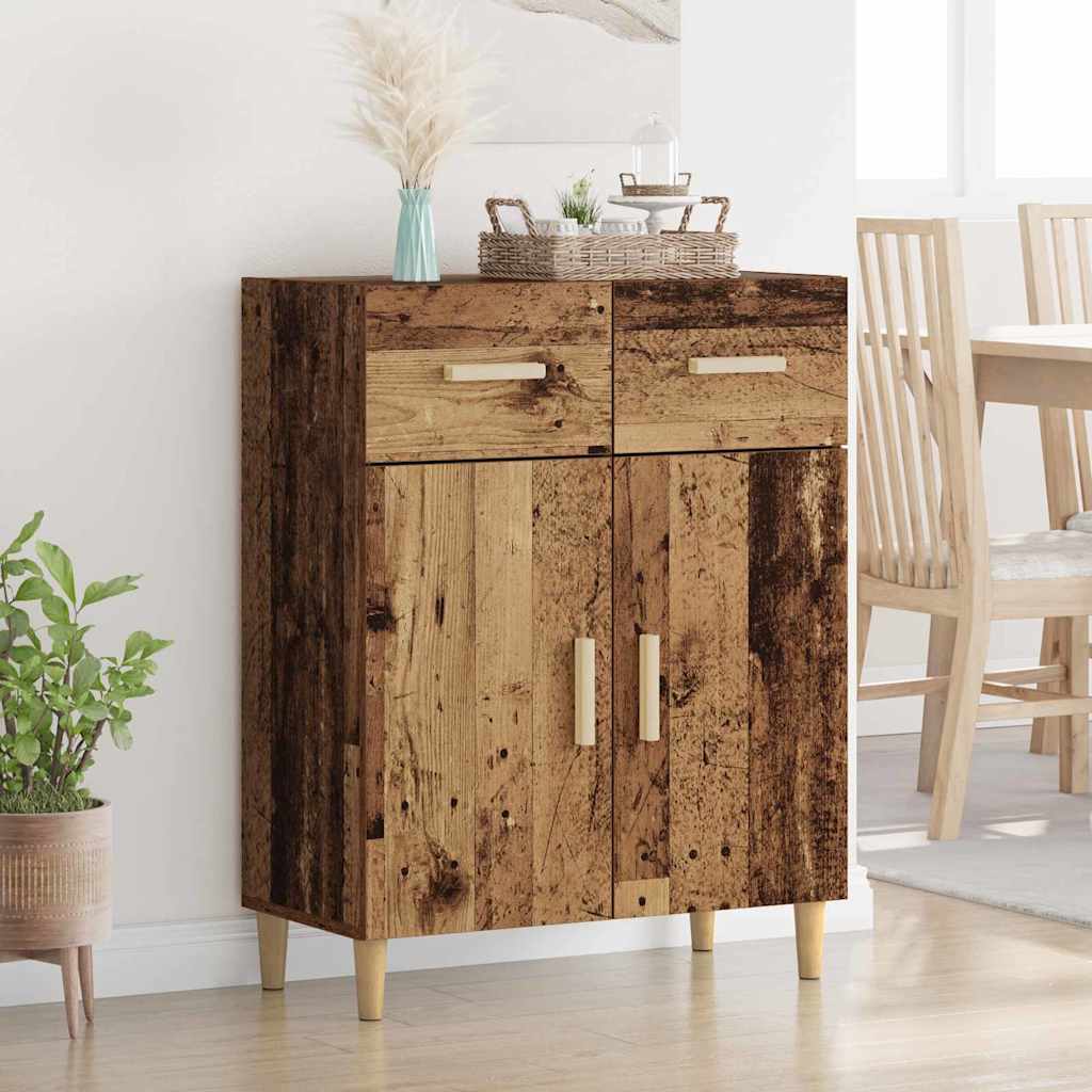 Dressoir met lade Oud hout 34 x 69.5 x 89 cm Bewerkt hout