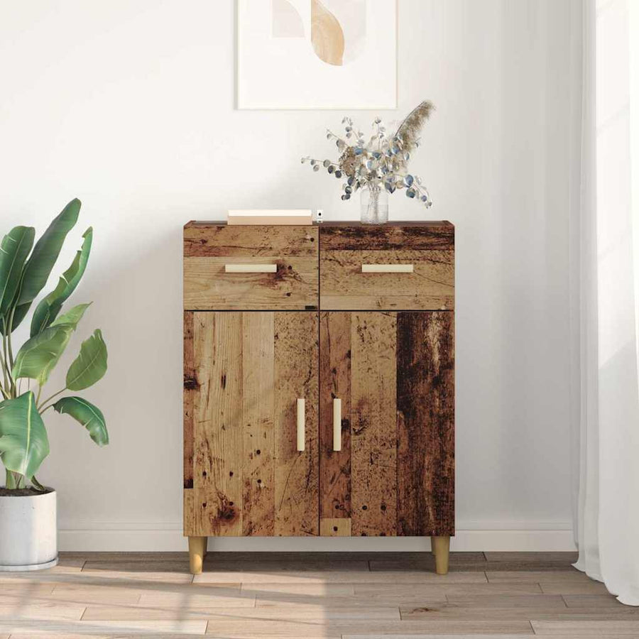 Dressoir met lade Oud hout 34 x 69.5 x 89 cm Bewerkt hout
