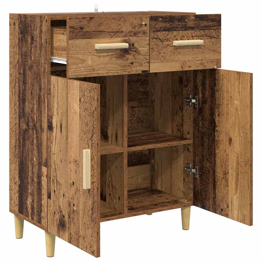 Dressoir met lade Oud hout 34 x 69.5 x 89 cm Bewerkt hout
