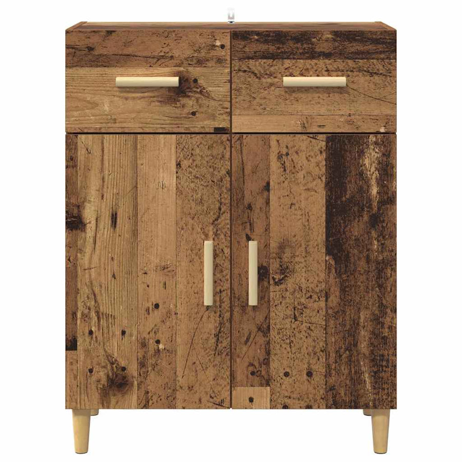 Dressoir met lade Oud hout 34 x 69.5 x 89 cm Bewerkt hout