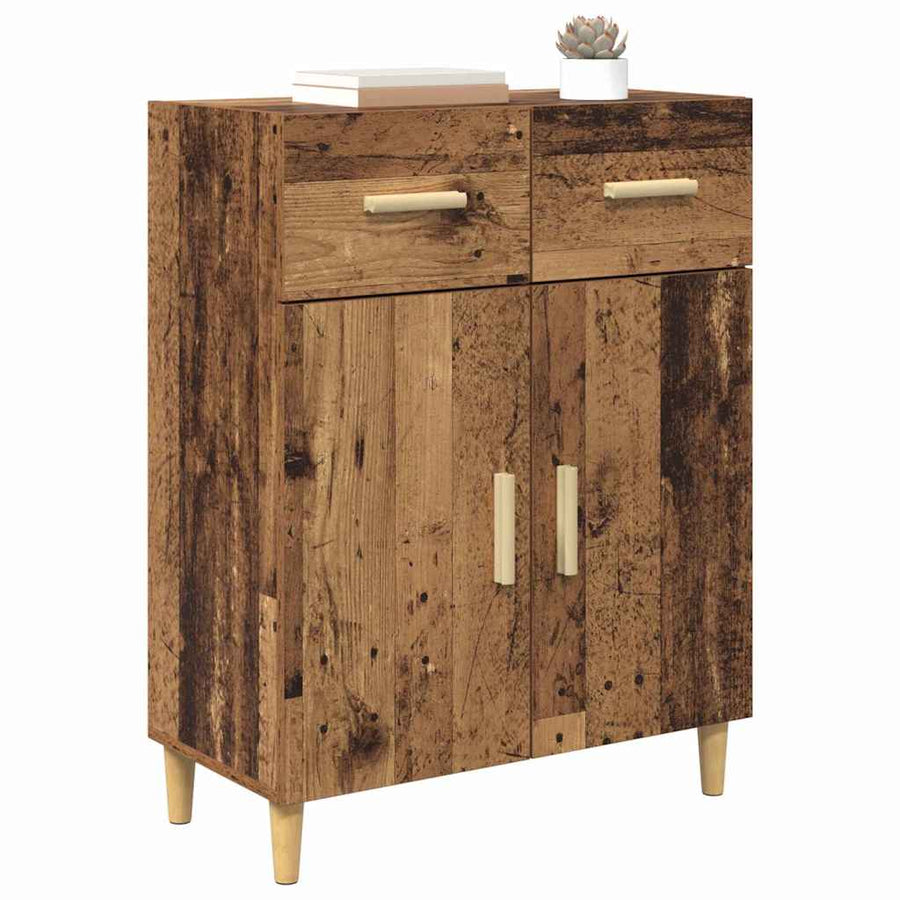 Dressoir met lade Oud hout 34 x 69.5 x 89 cm Bewerkt hout