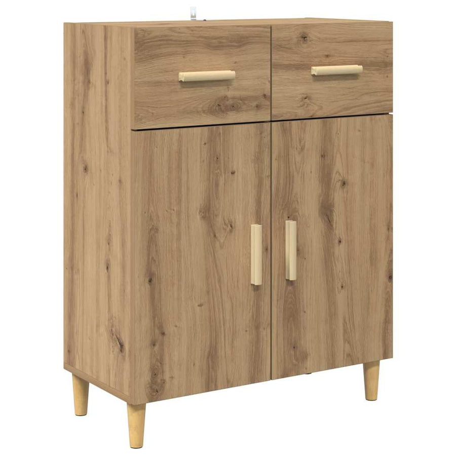Dressoir artisanaal eikenkleurig 34 x 69.5 x 89 cm Bewerkt hout