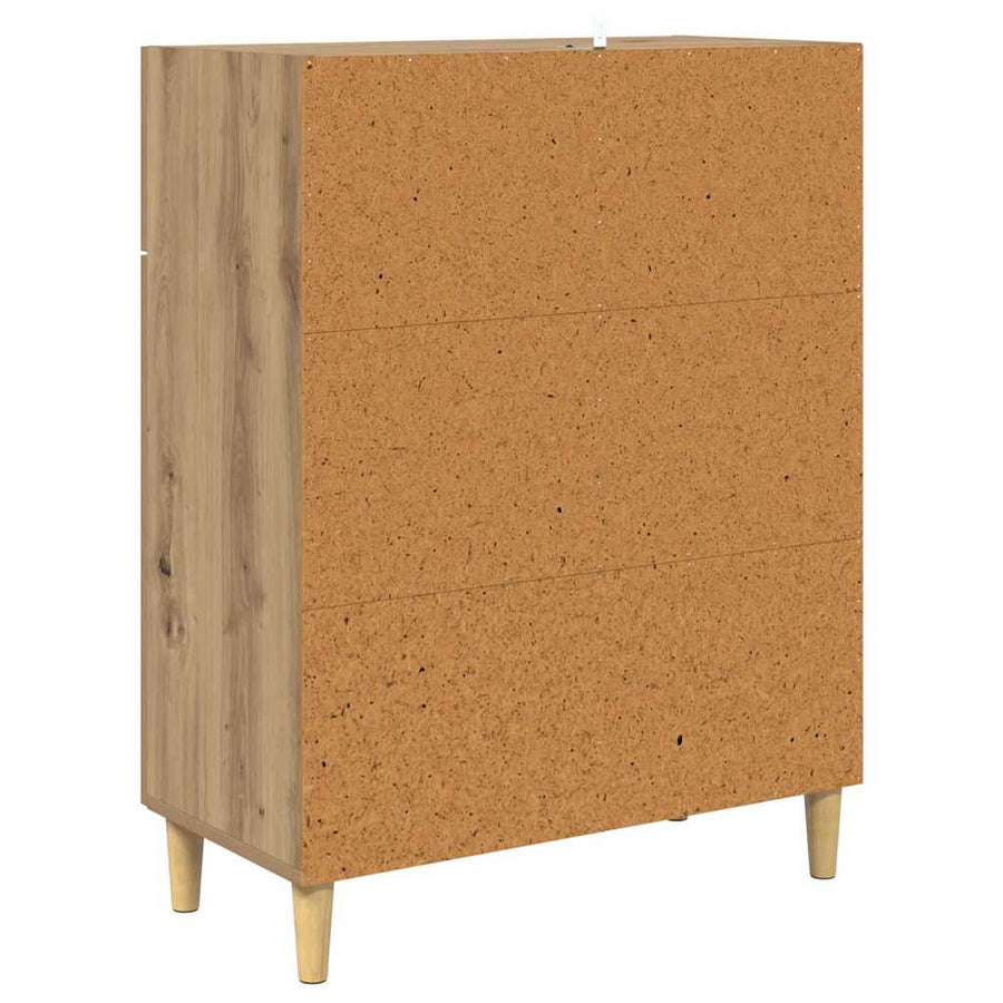Dressoir artisanaal eikenkleurig 34 x 69.5 x 89 cm Bewerkt hout