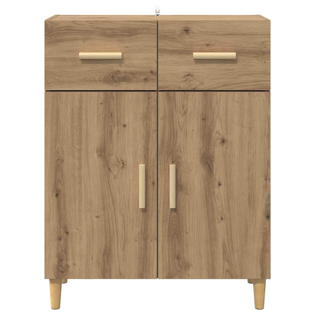 Dressoir artisanaal eikenkleurig 34 x 69.5 x 89 cm Bewerkt hout